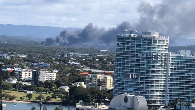 Smoke from the fire at Molendinar on the Gold Coast. Picture: Supplied