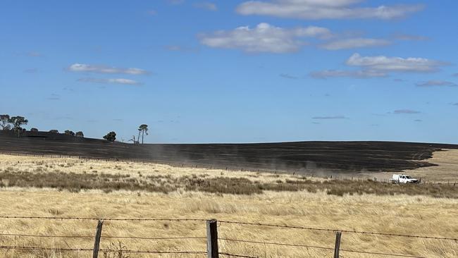 A fire burned across land in Ascot on Wednesday.