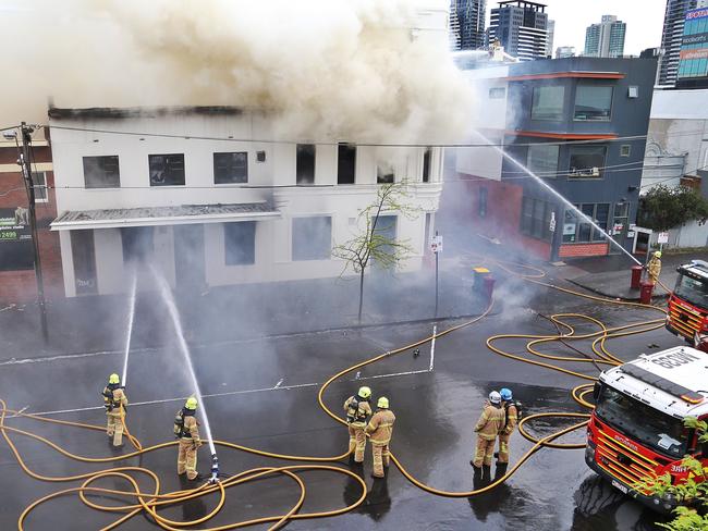 Fire crews were alerted to the blaze about 6.45am. Picture: Hamish Blair