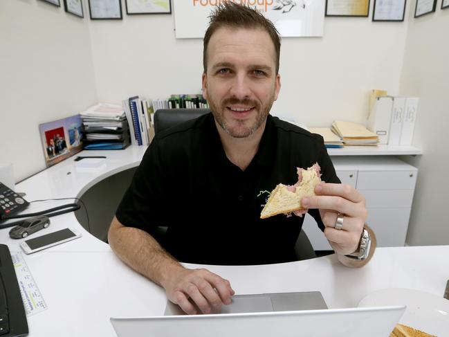 13/05/2016 Nick Foale, who is the director of Lifestyle Money Management and is an accountant, brings a sandwich some days, eats at his desk most days, and on some days he skips lunch completely to keep working.Kelly Barnes/The Australian