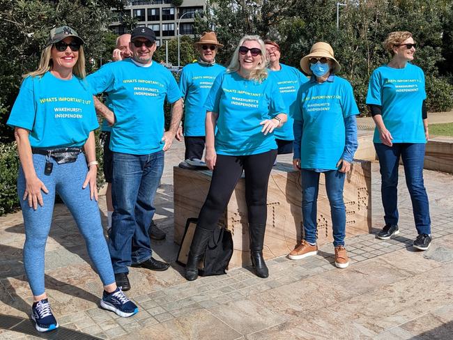 Wakehurst's Independent organisers in their blue T-shirts campaign in Dee Why. Picture: Supplied