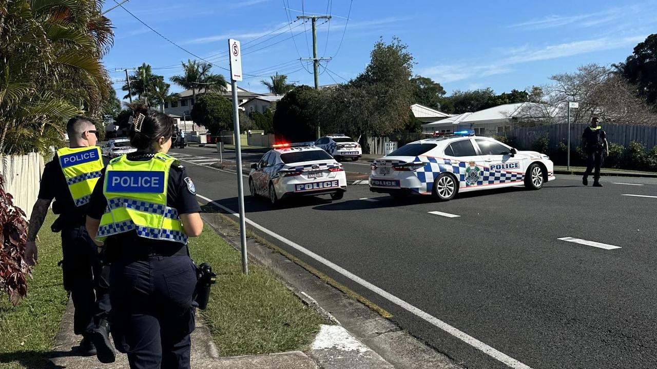 Police on the scene after a girl was hit by a car on Main Rd, Maroochydore. Photo: Madeline Grace