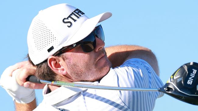 CABO SAN LUCAS, MEXICO - NOVEMBER 10: Harry Higgs of the United States plays his shot from the 14th tee during the final round of the World Wide Technology Championship 2024 at El Cardonal at Diamante on November 10, 2024 in Cabo San Lucas, Mexico. (Photo by Hector Vivas/Getty Images)