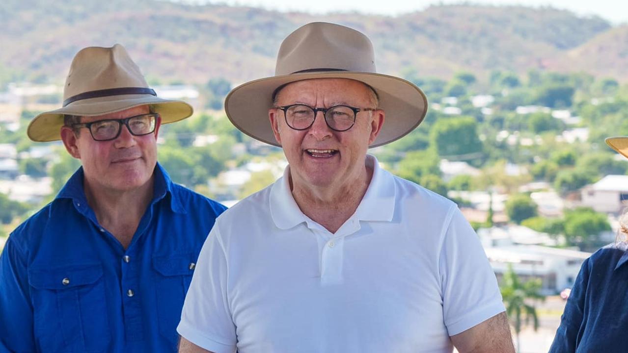 Solomon MP Luke Gosling, Prime Minister Anthony Albanese, and Minister for Infrastructure and Regional Development Catherine King in Mt Isa, Queensland ahead of their trip to the NT. Picture: Facebook