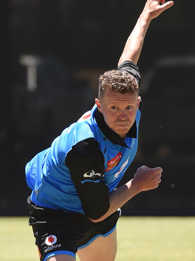 Pete Siddle during Strikers training. Picture: Naomi Jellicoe