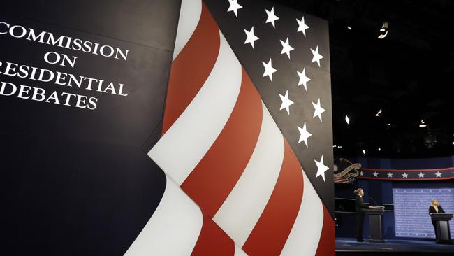 Students fill in for Hillary Clinton and Donald Trump during rehearsals for their debate at Hofstra University in Hempstead. Picture: AP.