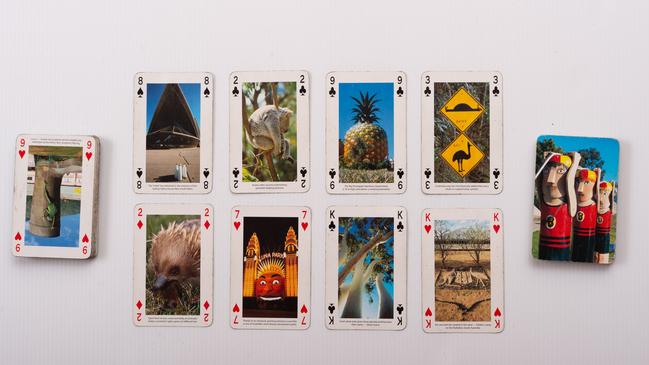 <b>Playing cards:</b> These were given to me by a student and they have Australian scenes on them. I like to show people how to do card tricks with maths when I travel to other schools.