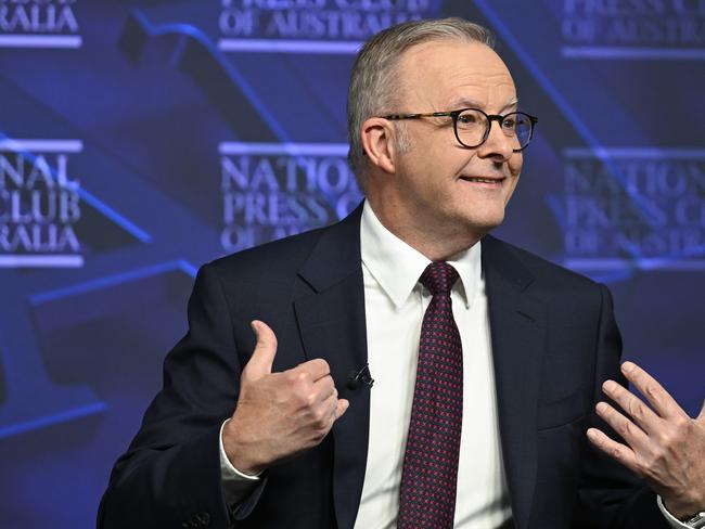 CANBERRA, AUSTRALIA  - NewsWire Photos - January 24, 2025:  Prime Minister Anthony Albanese addresses the National Press Club of Australia in Canberra. Picture: NewsWire / Martin Ollman