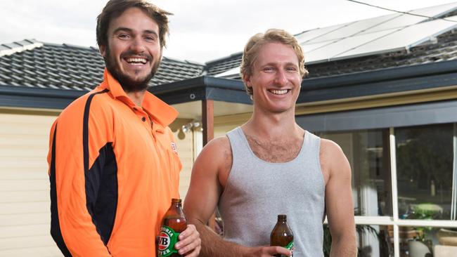 Mates Sam Hodder and Tom Bough having a beer. Picture: SDP Media