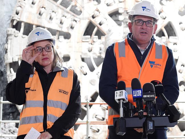 MELBOURNE, AUSTRALIA - NewsWire Photos, MAY 7, 2023. (L-R) Deputy Premier Jacinta Allan and Premier Dan Andrews at the Westgate Tunnel construction site. Picture: NCA NewsWire / Josie Hayden
