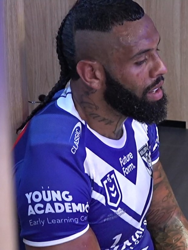 Bulldogs officials said Addo-Carr was okay. Photo: Fox Sports