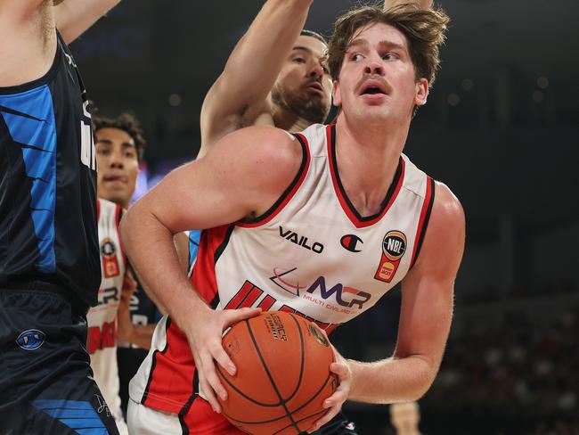 Lachlan Olbrich looms as a key for the Hawks — and has an opportunity to enhance his NBA stocks. Picture: Getty Images