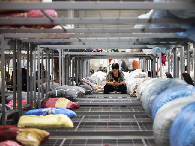 War-displaced people spend time in a centre for displaced people in undisclosed location in Kursk region. Picture: AFP