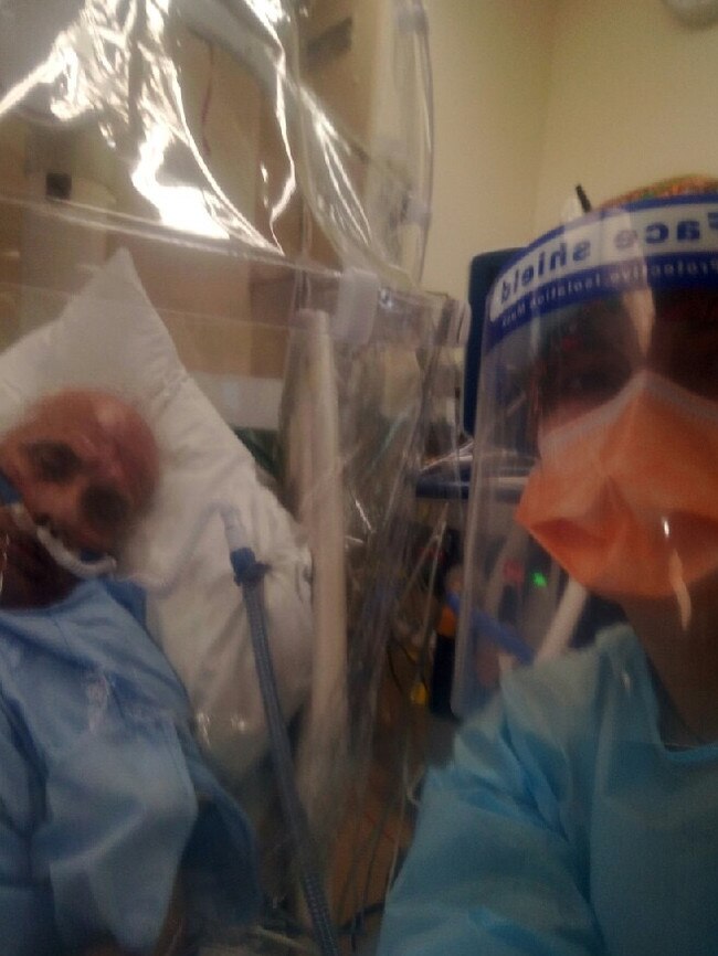 Mr Bakirtzidis with daughter Athina in hospital.