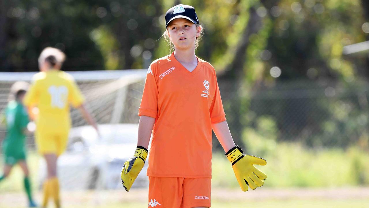 Football Queensland Community Cup carnival, Maroochydore. U13-14 girls, Sunshine Coast V Darling Downs. Picture: Patrick Woods.