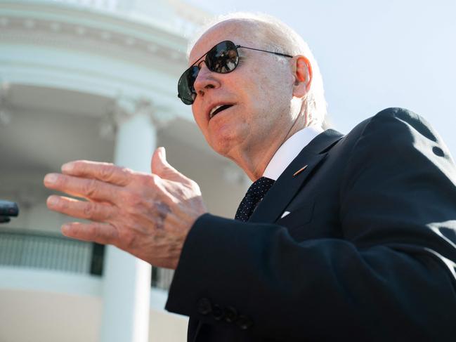 US President Joe Biden speaks to the media on the South Lawn of the White House in Washington, DC, on May 30, 2022, after returning from Wilmington, Delaware. (Photo by SAUL LOEB / AFP)