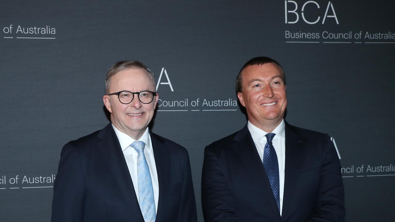 Incoming Business Council of Australia CEO Bran Black and Prime Minister Anthony Albanese. Picture: John Feder/The Australian.