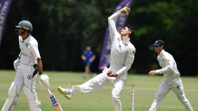 Valley bowler Zanden Jeh Premier grade cricket between Valley and Souths Saturday January 21, 2023. Picture, John Gass