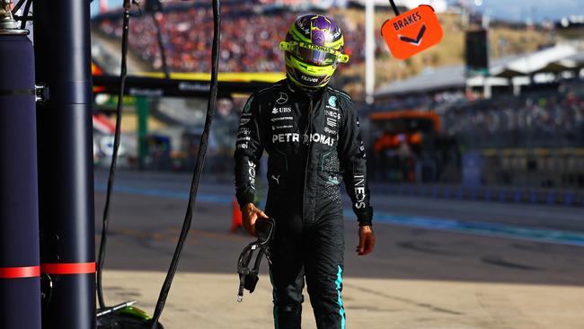 Hamilton will start from the back of the grid. (Photo by Mark Thompson/Getty Images)