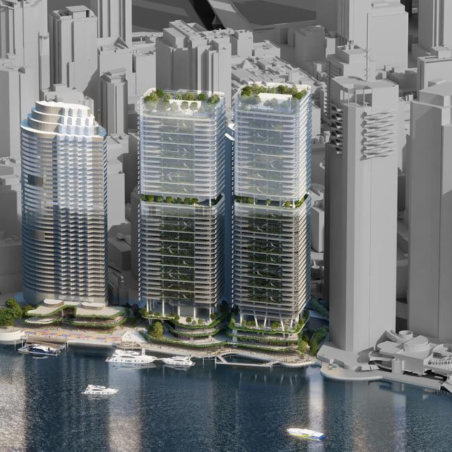 An artist’s impression of the Waterfront Brisbane development at Eagle Street Pier