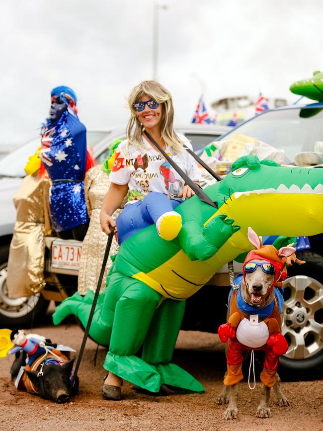 Alanna Oppermann and friends at the 20th annual Hot 100 Australia Day Ute Run. Picture: Glenn Campbell/NCA Newswire