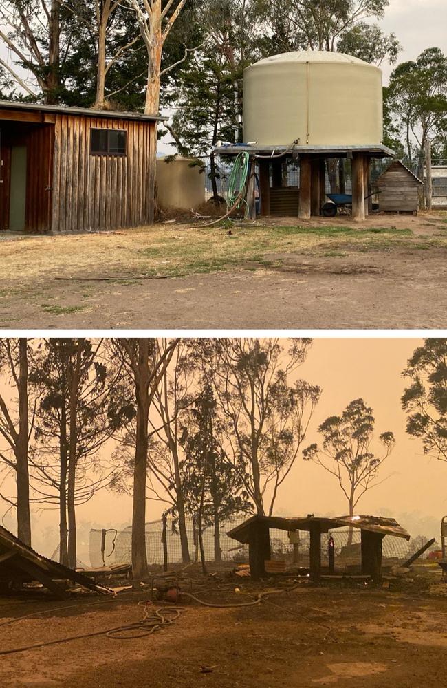 Before and after the New Year’s Eve bushfire. Picture: Supplied