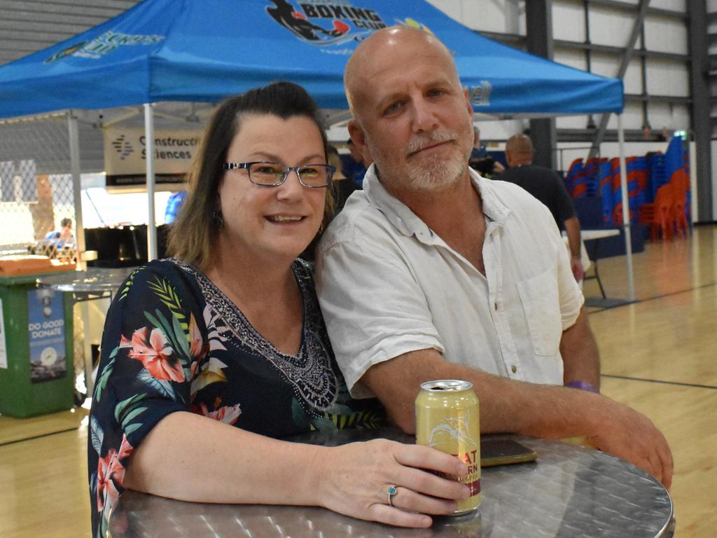 Michelle and Michael Thuaux at the Reef 'n' Beef Fight Night, Bravus Arena, Rockhampton, on October 21, 2023.