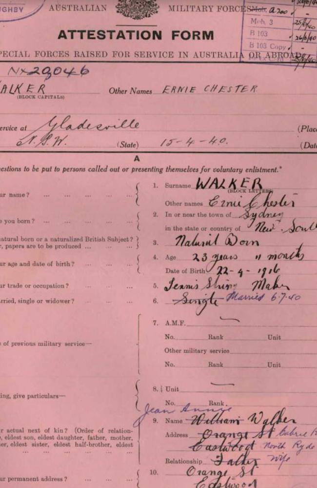 Mr Walker’s attestation form.