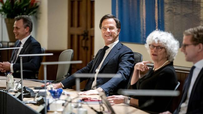 Dutch's Prime Minister Mark Rutte chairs the first ministers meeting of his new government on Monday. Picture: AFP