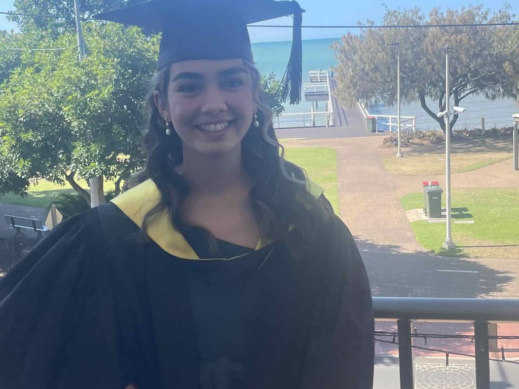 Bachelor of Education student Jemma Parker at the University of the Sunshine Coast graduation ceremony at the Beach House Hotel on October 12, 2023.