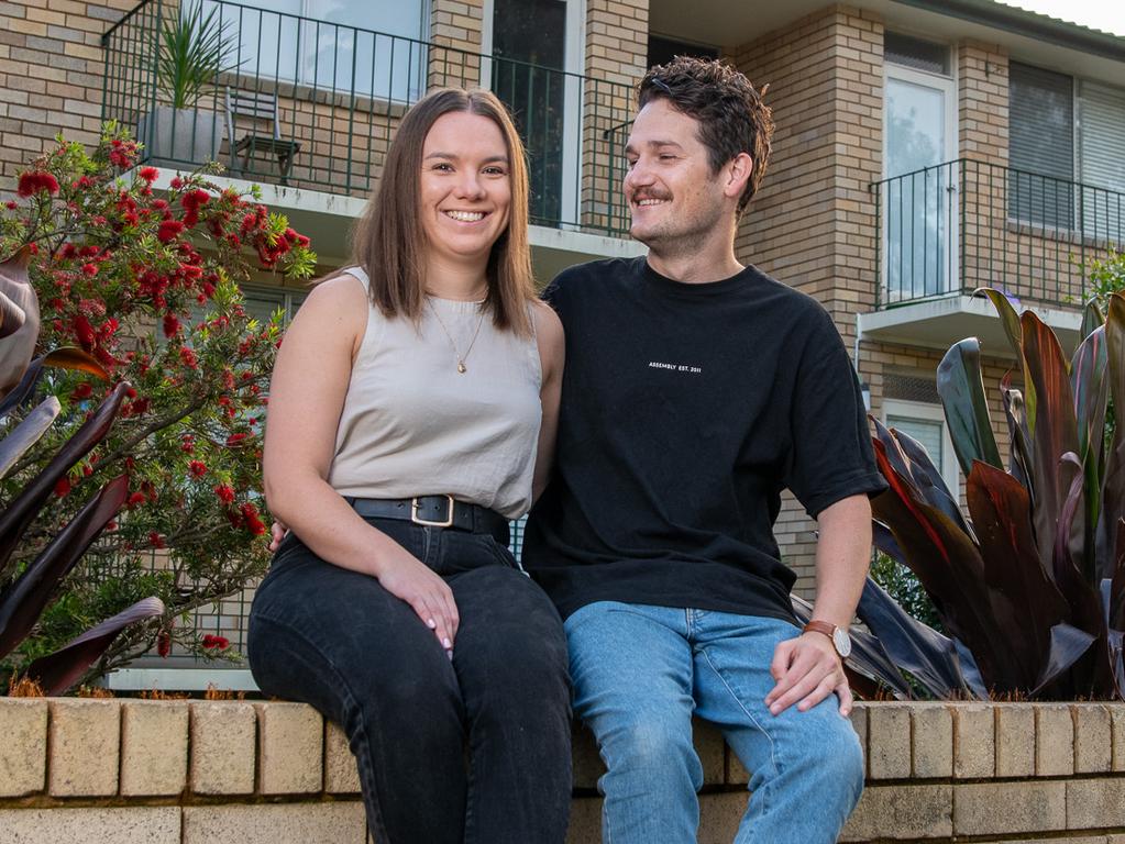 Josh Dufficy and Melanie Cook recently snapped up their first home in Sydney after facing much less competition than they expected. Picture: Thomas Lisson