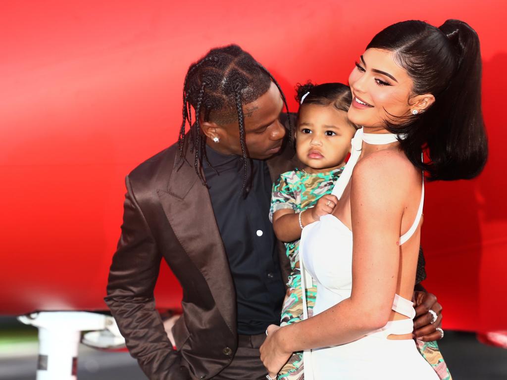 Travis Scott, Kylie Jenner and their daughter Stormi. (Photo by Tommaso Boddi/Getty Images for Netflix)