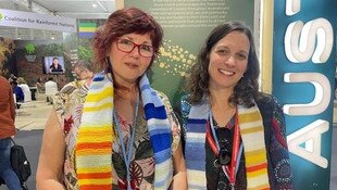 Climate activist and Tathra resident Jo Dodds, left, in Egypt for the COP27 climate conference. Picture: Supplied.