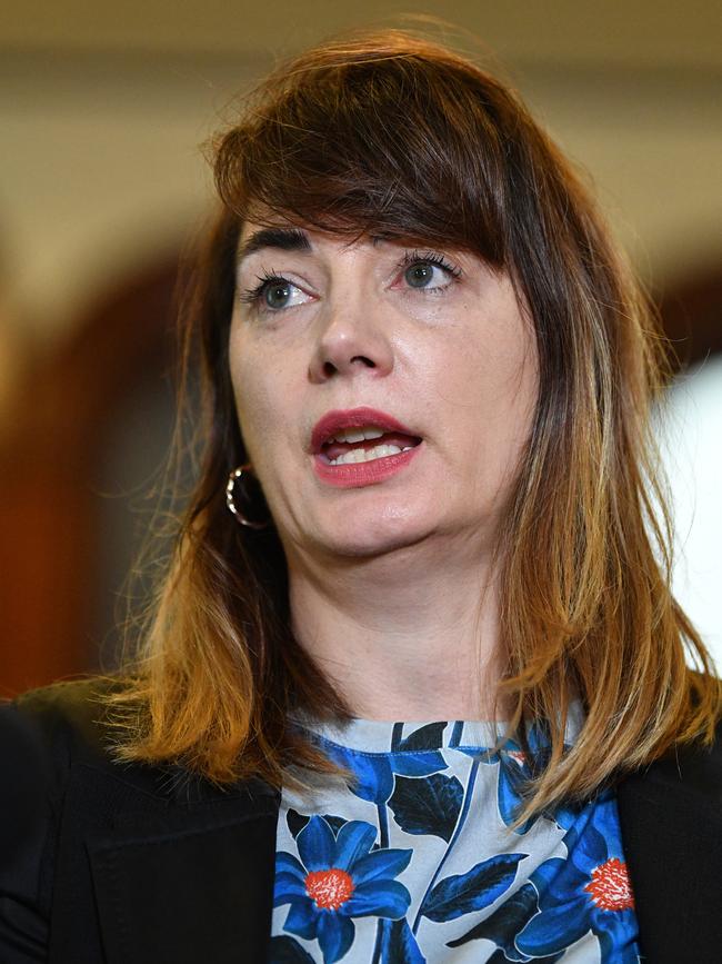 Minister for Human Services Michelle Lensink, is seen at a media conference at Old Parliament House in Adelaide, Tuesday, June 16, 2020. The independant disability taskforce was created after the death of Ann Marie Smith. (AAP Image/David Mariuz) NO ARCHIVING