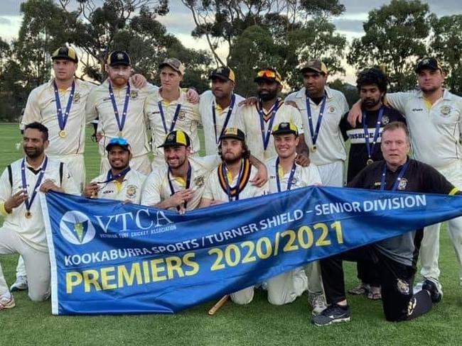 Sunshine United celebrates its VTCA Senior Division premiership. Picture: Facebook