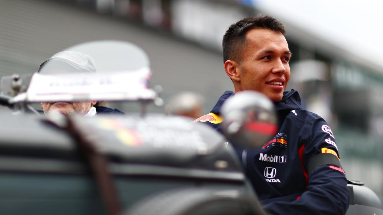 Alex Albon at the drivers parade before his first race for Red Bull.