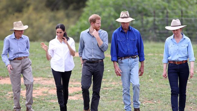 Prince Harry and Meghan visit a local farming family, the Woodleys. Picture: Chris Jackson — Pool/Getty Images