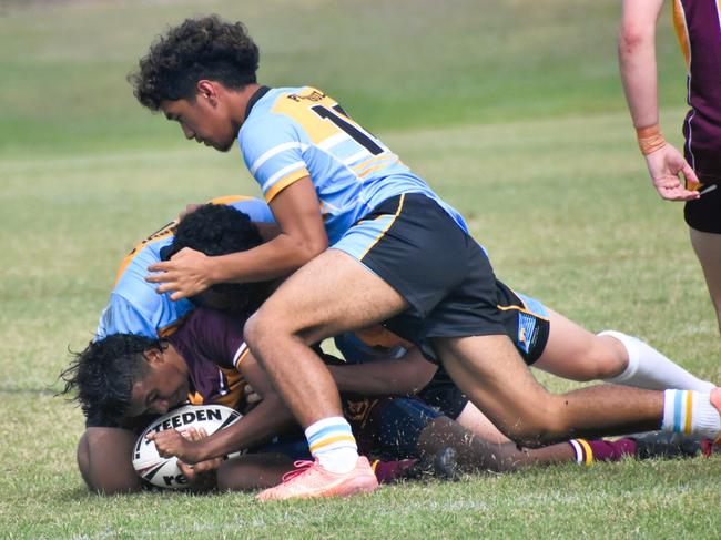 Peninsula versus North West, 14-15 years boys, at the Queensland School Sport rugby league state championships at Marley Brown Oval, Gladstone, on May 17, 2025.