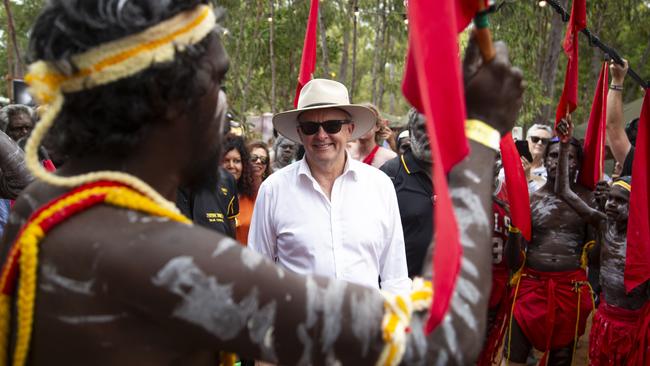 Anthony Albanese says aspirations for better future for Indigenous Australians ‘did not end last October’ while speaking at the Garma Festival on Saturday. Picture: Leicolhn McKellar via NewsWire