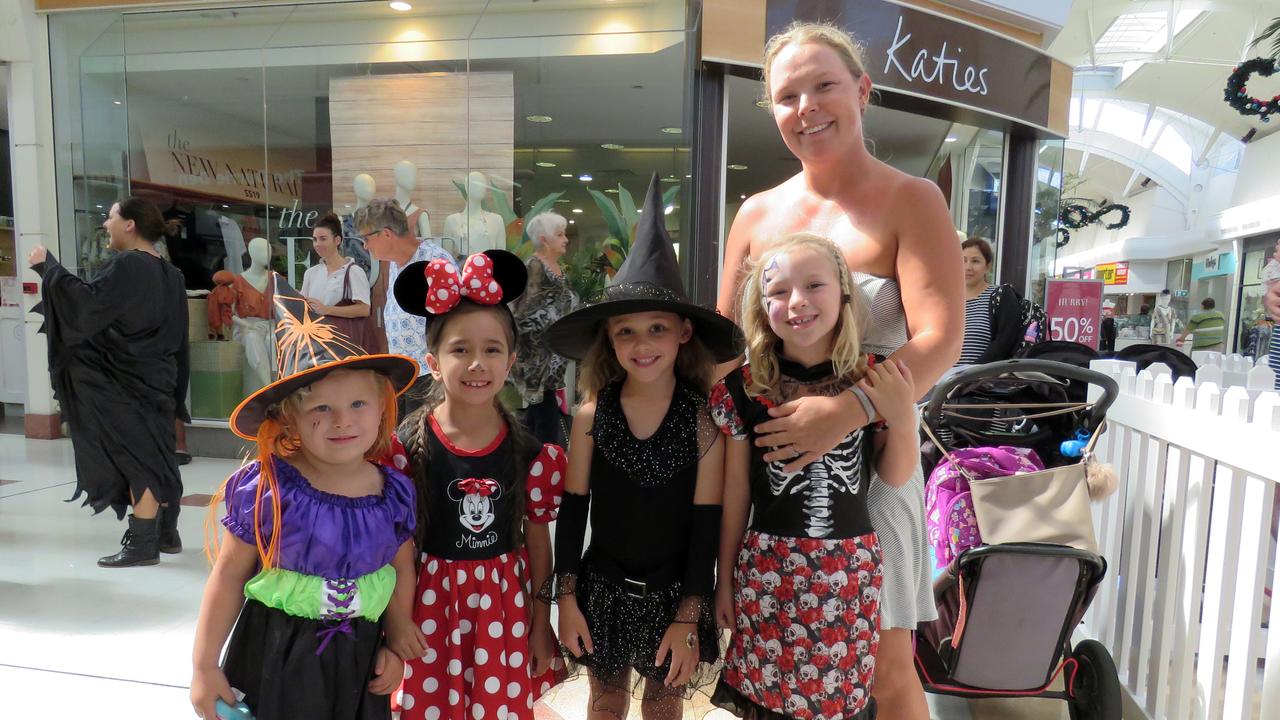 HOCUS POCUS: Dressed and ready for the Halloween event at Tweed Mall are Daisy-Ella Baylis, 4, Alondra Grabia, 7, Lux Hart, 6, Lulu Baylis, 7, and Alysha Baylis. Photo: Jodie Callcott