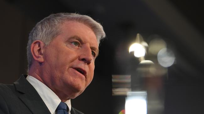 Shadow Employment Minister Brendan O'Connor delivers his address to the National Press Club in Canberra. Picture: Lukas Coch/AAP