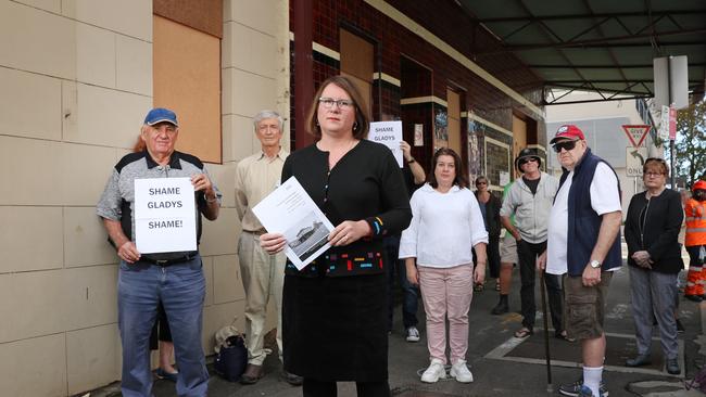 Parramatta councillor Donna Davis with other supporters who opposed the now-demolished Royal Oak Hotel. Picture: Richard Dobson