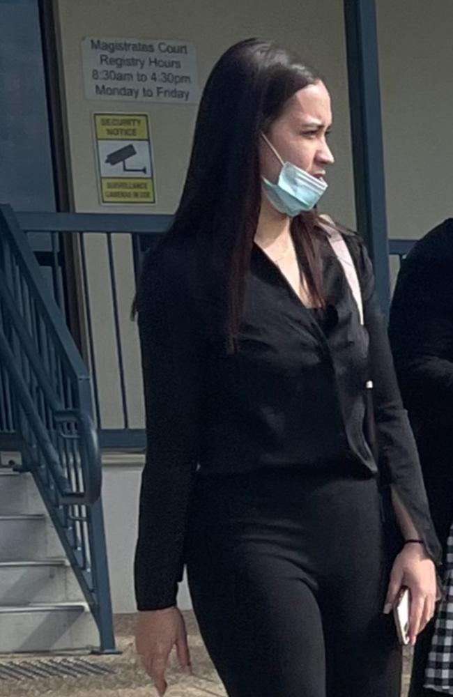 Paris Cheylysse Sims leaving the Redcliffe Magistrates Court after the court heard of her hair pulling assault at a Brisbane nightclub.