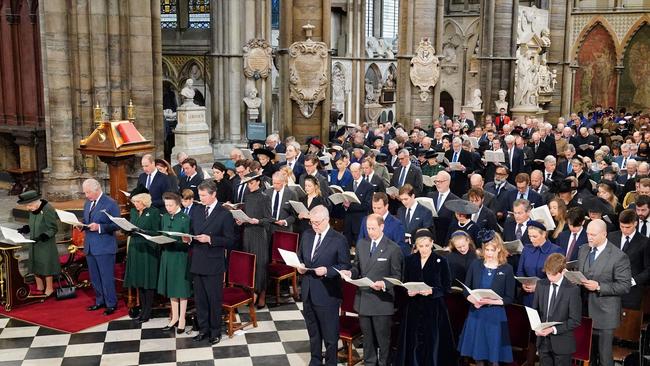 The Royal Family at the service of thanksgiving for Prince Philip. Picture: AFP.