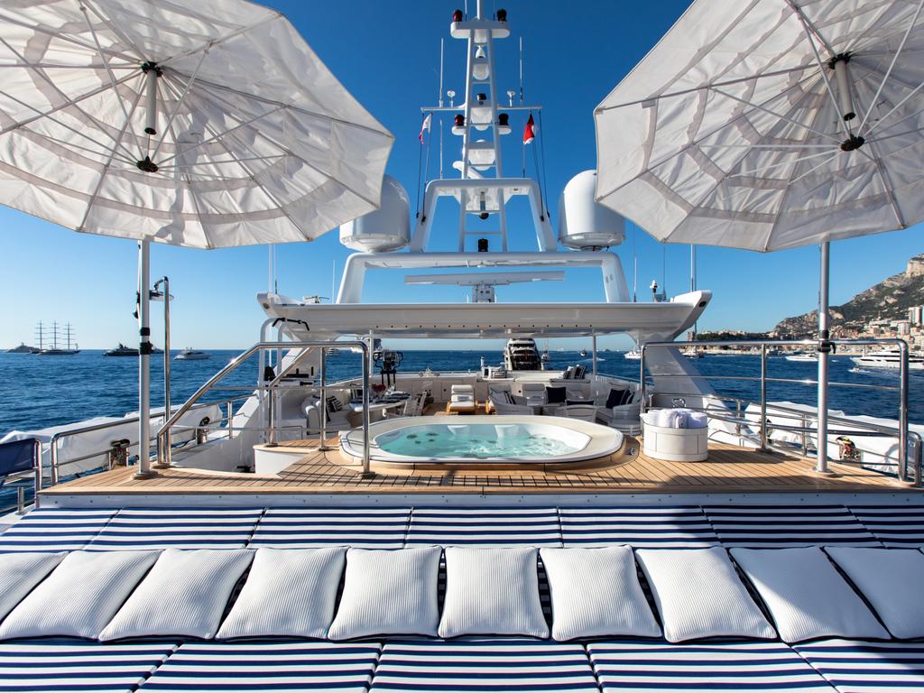 The sleek superyacht has been snapped up for a gala function during the F1. Supplied: Ahoy Club