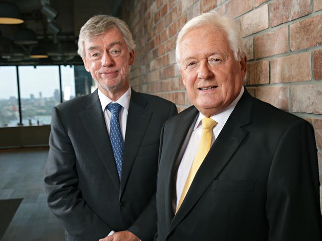 (LR) Lindsay MaxSted and John McFarlane at Westpac office in the city on the 23rd of January 2020. John McFarlane has been named as the new chairman of Westpac Bank. Photographer: Adam Yip