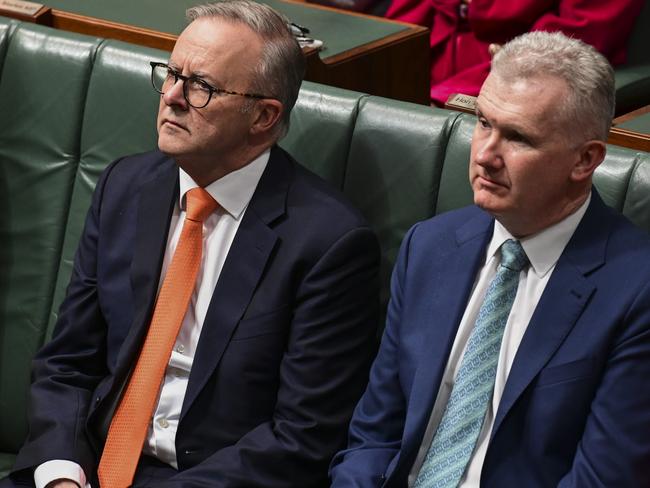 Prime Minister Anthony Albanese and Employment Minister Tony Burke at Parliament House. Photo: Martin Ollman/Getty Images