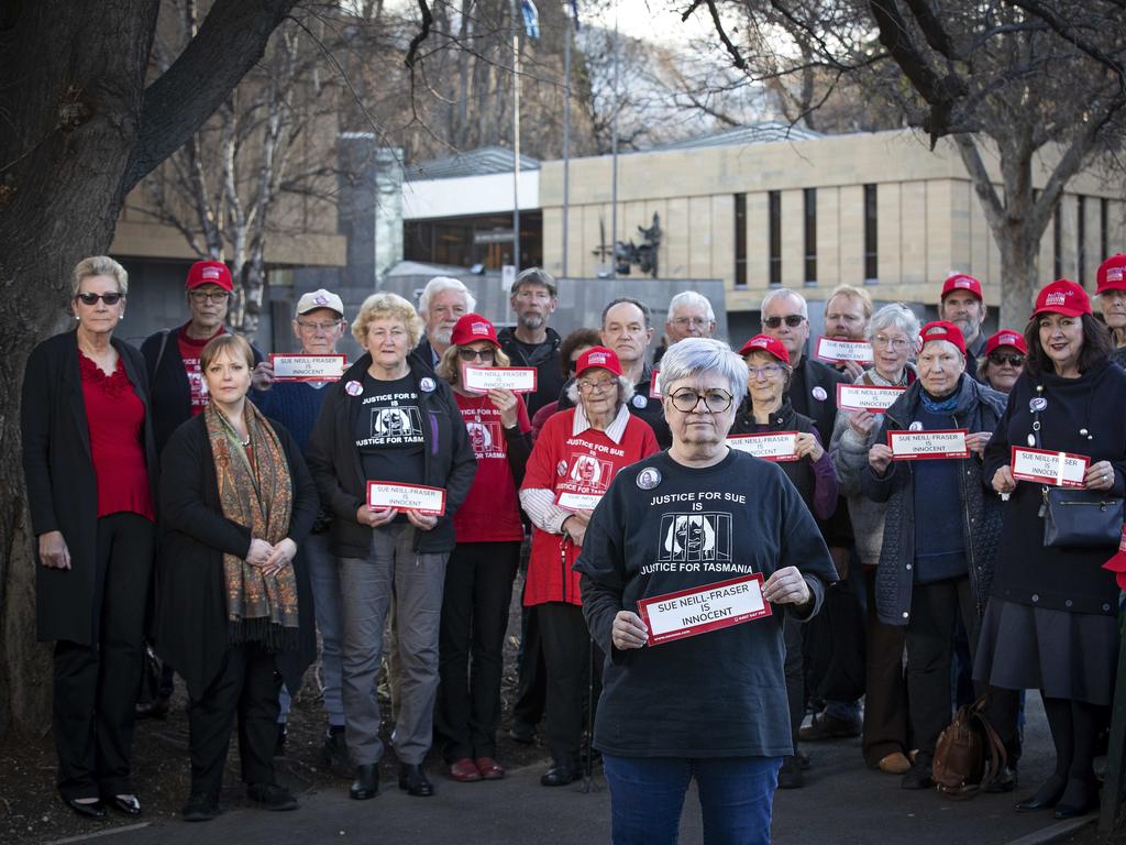 Sue Neill- Fraser’s supporters holding a vigil for the 12th anniversary of her incarceration. Picture: Chris Kidd