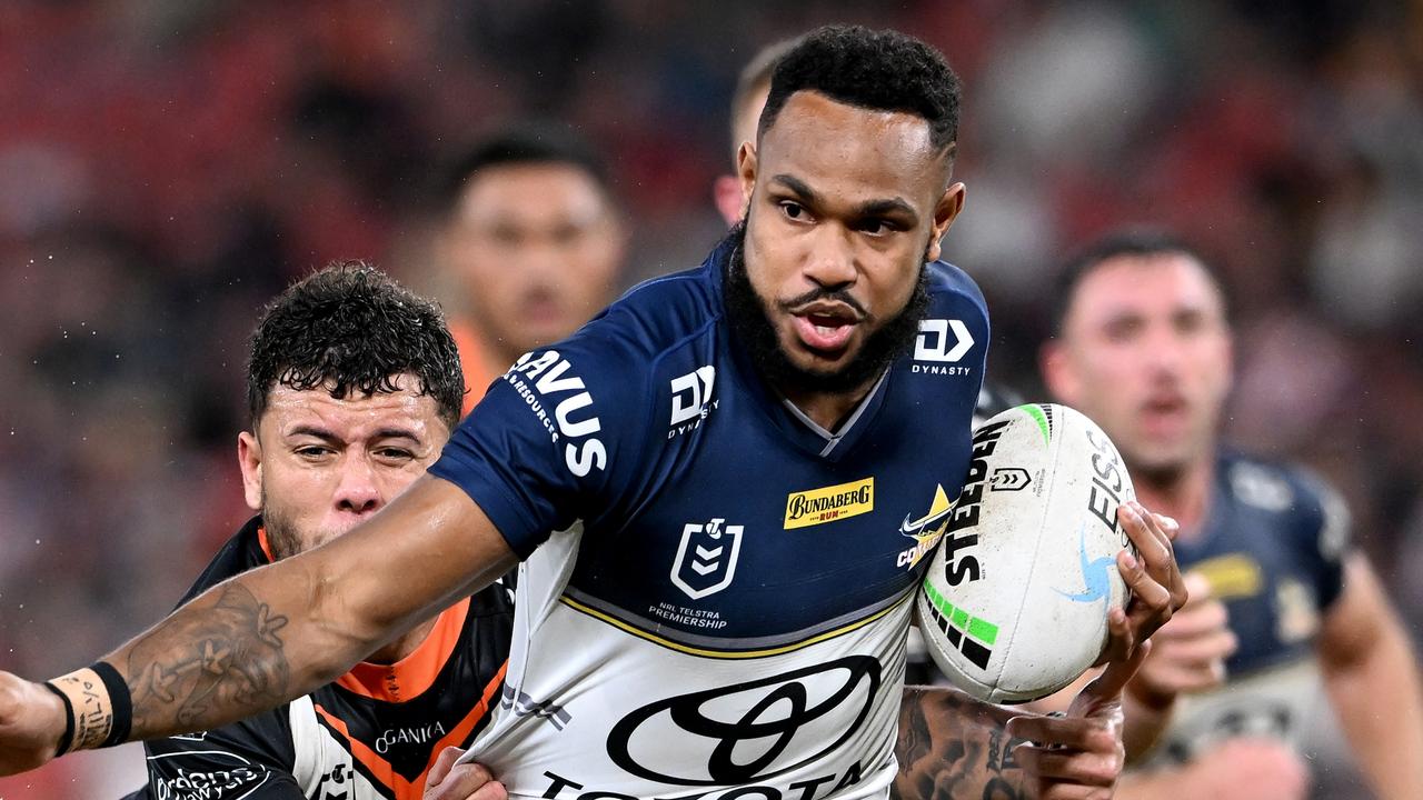 Hamiso Tabuai-Fidow will return to the starting side or the Cowboys this weekend. Picture: Bradley Kanaris/Getty Images