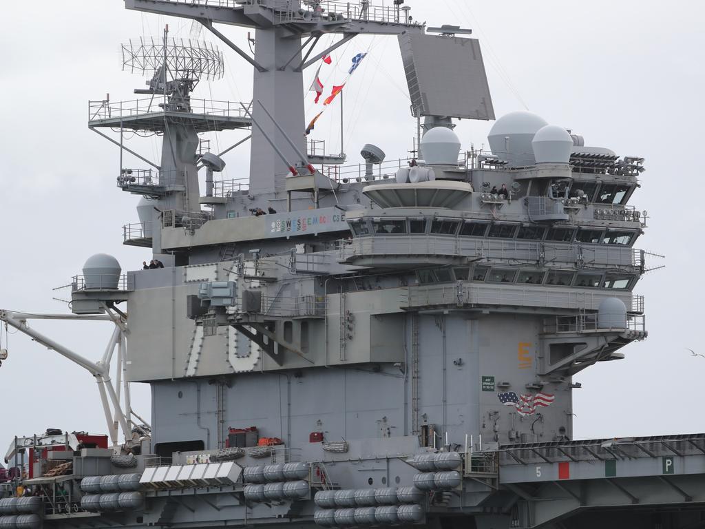 The USS Ronald Reagan arrives in Brisbane. Pic Peter Wallis